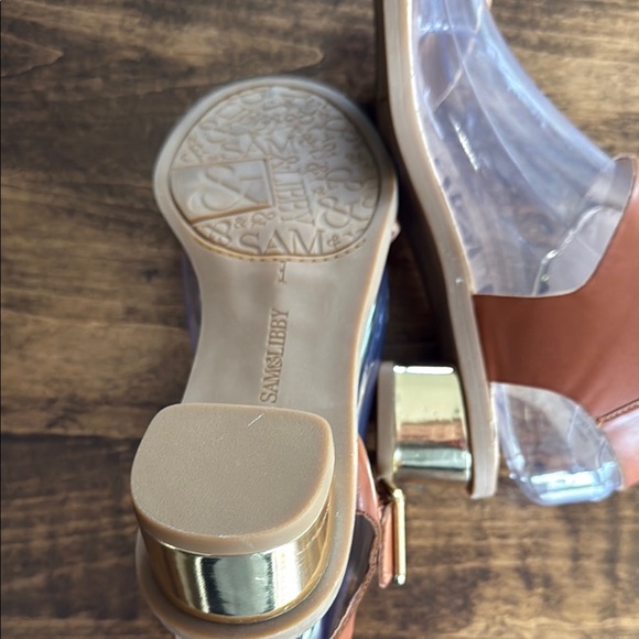 Sam and Libby Women's Faux Leather Brown Ankle Strap Sandals Size 7 - Picture 6 of 6